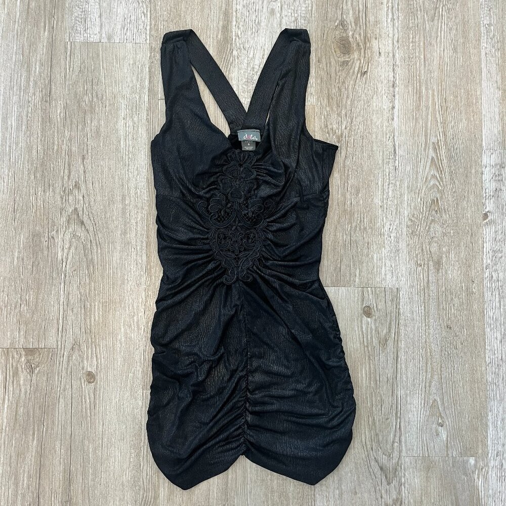 Womens Dots Black/Charcoal Mini Dress - S